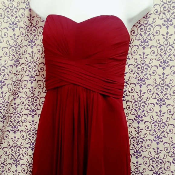 Long Strapless Chiffon Dress and Pleated Bodice - Picture 5 of 8